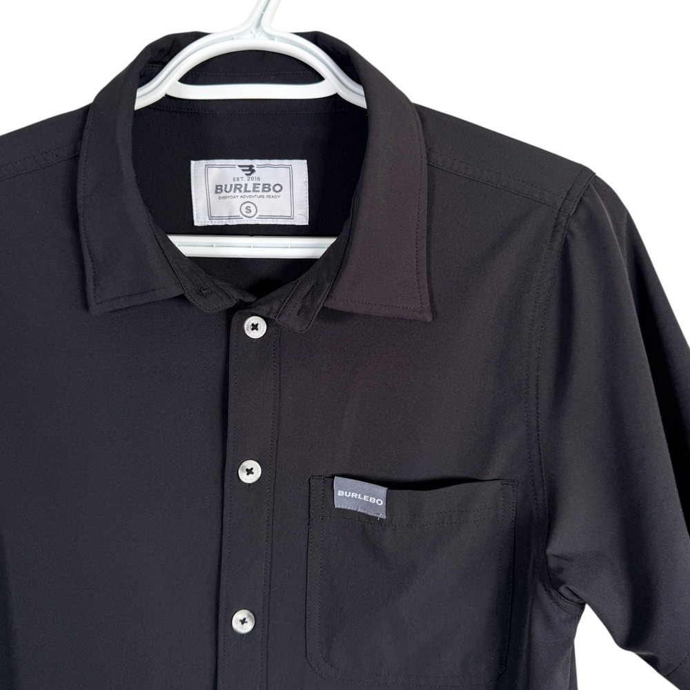 Burlebo Button Down Shirt Mens‎ S Black Short Sleeve Performance Stretch